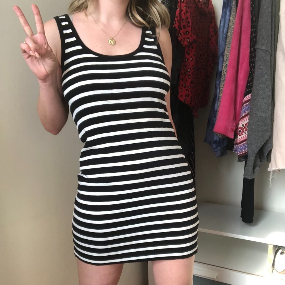 B&W Stripe Classic Cotton Summer Dress